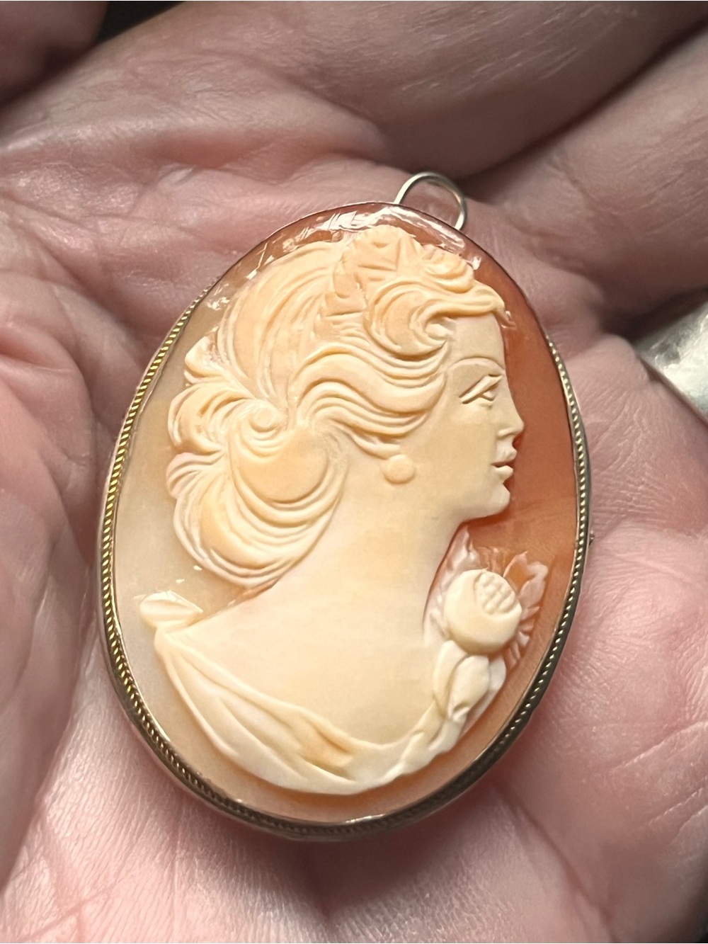 Classic Carved Shell Cameo Pendant Necklace Cameo Brooch - Picture 2 of 11